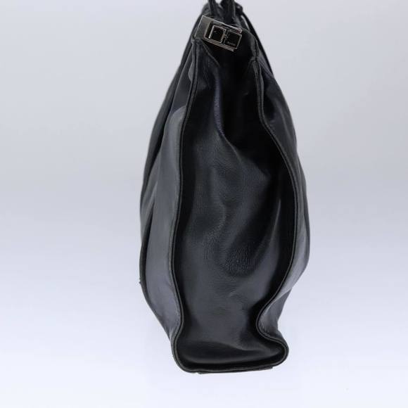 PRADA Hand Bag Leather Black Silver Auth 109379 - Picture 4 of 16